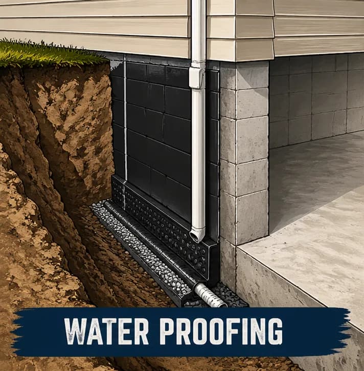 Waterproofing work by Pitt Foundation Repair
